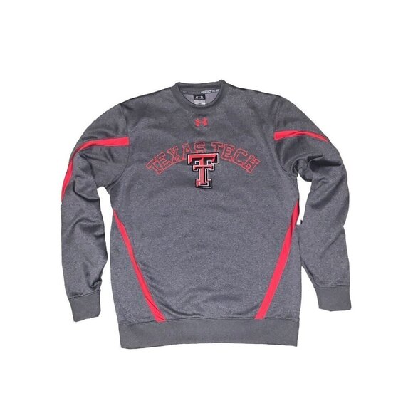 Texas Tech Under Armour Mens SM Gray Sweatshirt Embroidered UA Texas Tech and TT - Picture 1 of 6